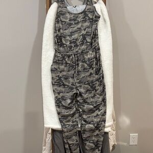 Camo Jumpsuit with White Fleece Jacket